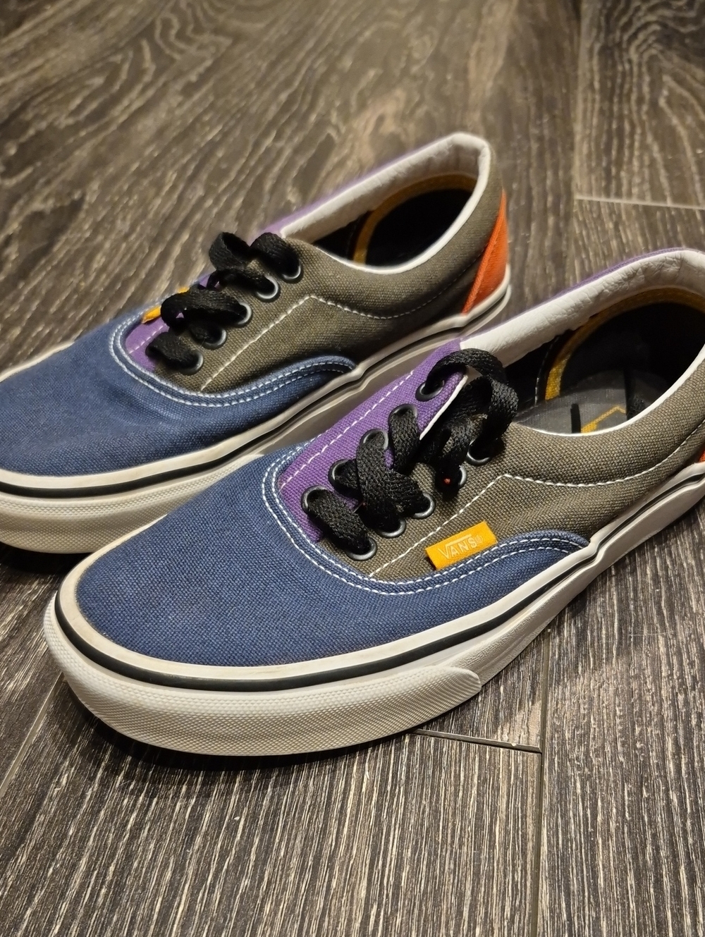 Vans Multicolor Canvas Low-Top Sneakers — Blue, Gray, Purple, Orange